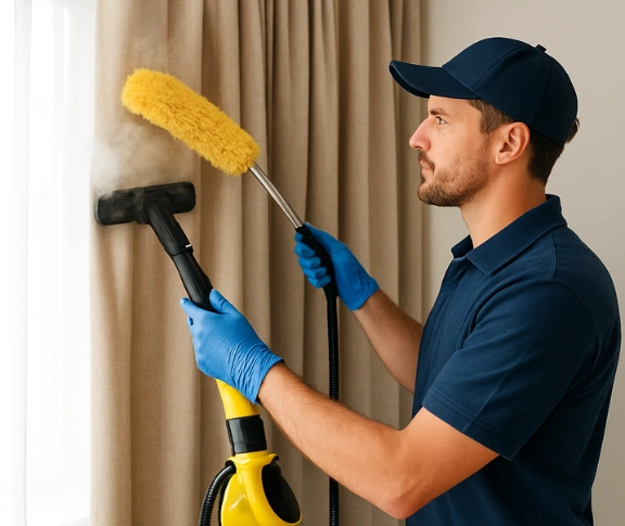 Trusted drapes cleaning technician Matty Curtain Cleaning battery-hill QLD