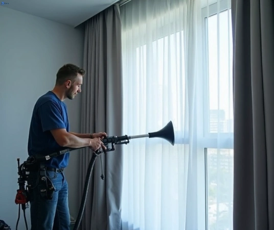 Professional commercial curtain cleaning process equipment Matty Curtain Cleaning battery-hill