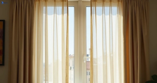 Dull dusty drapes in battery-hill before professional cleaning